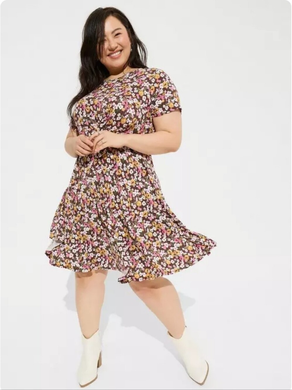 Torrid Pink and Purple Pleated Midi Sundress